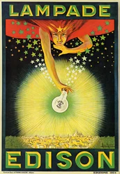 Poster met reclame voor Edison gloeilampen, Milaan, Italië