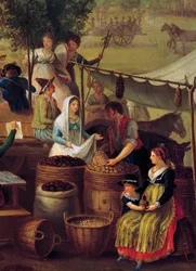 Aardappel- en kastanjeverkoper, schilderij door een onbekende kunstenaar