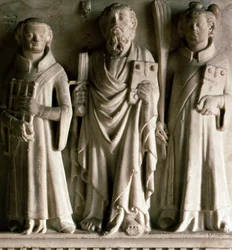 Sint-Paulus, Sint-Laurentius en Sint-Stefanus. Bas-reliëf van de school van Campione. Uit Castelseprio in Italië. 14e eeuw Milaan, museum voor oude kunst