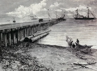 San Leon mijn, instapdek van erts voor Maddalena, gravure, Sardinië, Italië