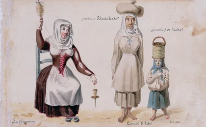 Sardijnse kostuums uit Tissi, print ms. 257, Cominotti Collectie