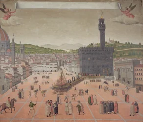 Savonarola wordt verbrand op de brandstapel, Piazza della Signoria, Florence
