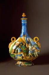 Scènes uit de Metamorfosen van Ovidius. Keramische karaf vervaardigd in Urbino in het atelier Fontana, Italië. 16e eeuw, Florence, Museo Nazionale del Bargello
