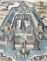 Kasteel Sforza, Milaan, Italië 16e eeuw (prent)