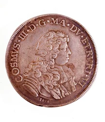 Zilveren piastra uit Florence, regeerperiode van Cosimo III de