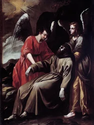 Sint-Franciscus van Assisi getroost door de engelen na het ontvangen van de stigmata