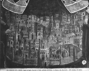 De Madonna della Misericordia, detail van de stad Florence