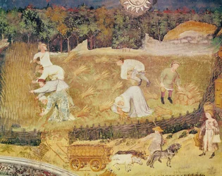 De Maand Augustus, detail van de Oogst, c.1400