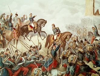 De Piëmontezen en de Fransen bij de slag van San Martino in 1859