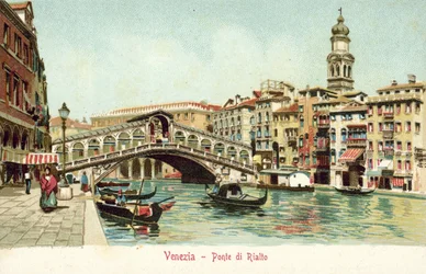 De Rialto, Venetië (kleurenlitho)