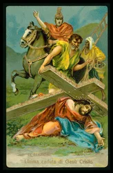 De kruisweg (uit een set van 14) (kleurenlitho)