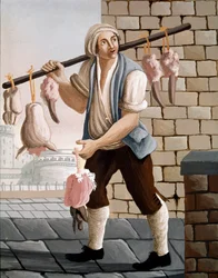 De rondreizende slager die kalfskoppen verkoopt. 19e eeuw. Napels, Museo Nazionale di San Martino