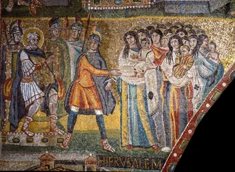 De moeders van Bethlehem voor Herodes I de Grote (mozaïek)