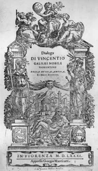 Titelpagina van Della Musica Antica et della Moderna door Vincenzo Galilei