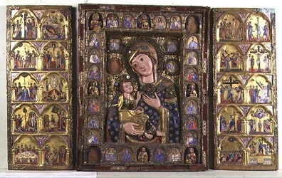 Drieluik van de Madonna en Kind met Evangelisten, Profeten, en scènes uit het Leven van Christus