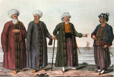 Uniformen van de Ottomaanse Marine, gegraveerd door V. Raineri