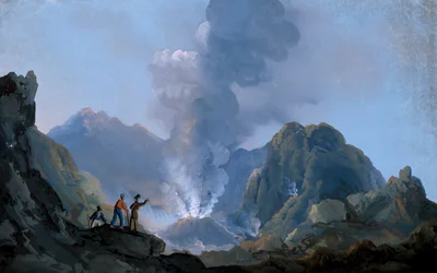 Uitzicht op de krater van de Vesuvius in 1829