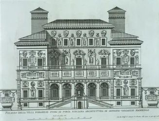 Gezicht op de gevel van Villa Borghese, Rome