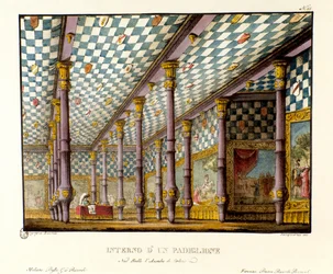 Uitzicht op de tent van Edward III, koning van Engeland, in 1347 tijdens de Honderdjarige Oorlog, decor voor de opera 