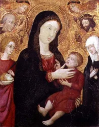 Maagd en Kind met S. Bernadino, Sigismund, Clara en Crescentius, 2e helft van de 15e eeuw
