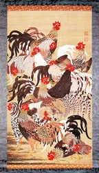 Dertien hanen, uit Doshoku Sai-e (Kleurrijk rijk van levende wezens) Edo-periode. ca.1757-66 (kleur op zijde)