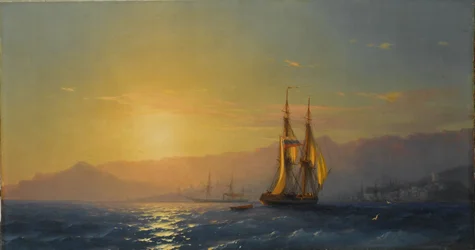Russisch: "Zonsondergang op zee" Zonsondergang op zee