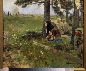 Een verpleegster met de Russische troepen.