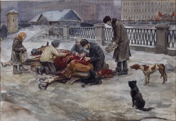 Hongerige jaren in Petrograd door Vladimirov, Ivan Alexeyevich (1869-1947)