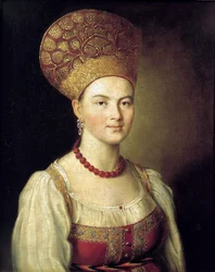 Vrouwelijk portret in Russische kleding, 1784