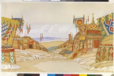 Het militaire kamp Polovtsien (Decor voor de opera Prins Igor)