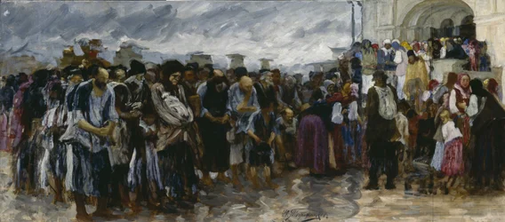Bedelaars bij de kerk