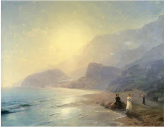 Alexander Pushkin en prinses Maria Raevskaya bij Gurzuf, 1886