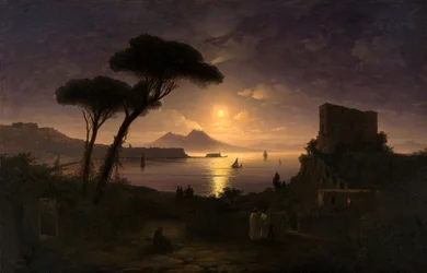 De Baai van Napels bij maanlicht