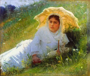 Een hete dag op het gras. Middag, 1883