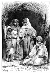 Een Khumir man, vrouw en kind, Noord-Afrika, 1895