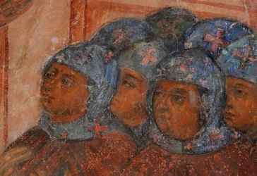 Fresco in de Kathedraal van Onze-Lieve-Vrouw van het Teken, Novgorod, Begin 18e eeuw