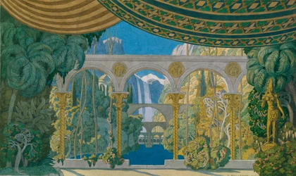 De Tuinen van Chernomor. Decorontwerp voor de opera Ruslan en Ludmila door M. Glinka, 1913