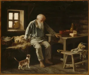 Oude Man met Zijn Kat