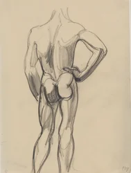 Mannelijk model, van achteren gezien