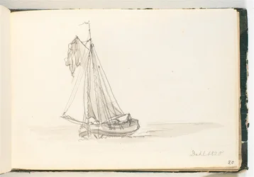 Een groot zeilschip in kalm water