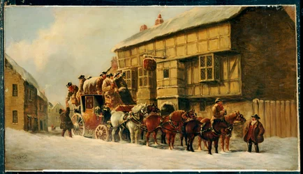 Buiten de George Inn, 1879