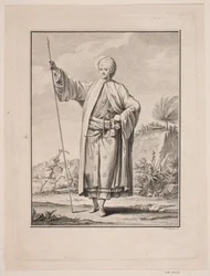 Portret van Carsten Niebuhr in Arabische kleding