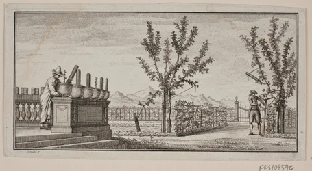 Vignet met vier gevleugelde genieën