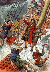 Vasco de Gama tijdens een storm bij Kaap de Goede Hoop in Zuid-Afrika