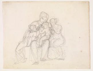 Beeldengroep. Vrouw en 3 kinderen