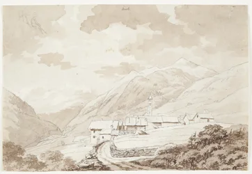 Het dorp Airolo in de Alpen