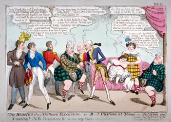 De voordelen van een noordelijke excursie, of R-l tijdverdrijf thuis, d.w.z. vioolspelen en dansen!, ca. 1822