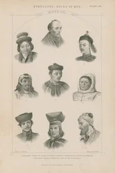 Negen gezichten van verschillende Mongoolse rassen
