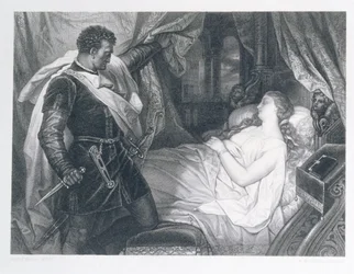 Othello en Desdemona, gegraveerd door Eduard Buchel