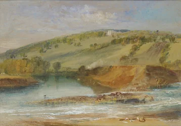 Farnley Hall, vanaf de samenvloeiing van de Wharfe en de Washburn, 1818